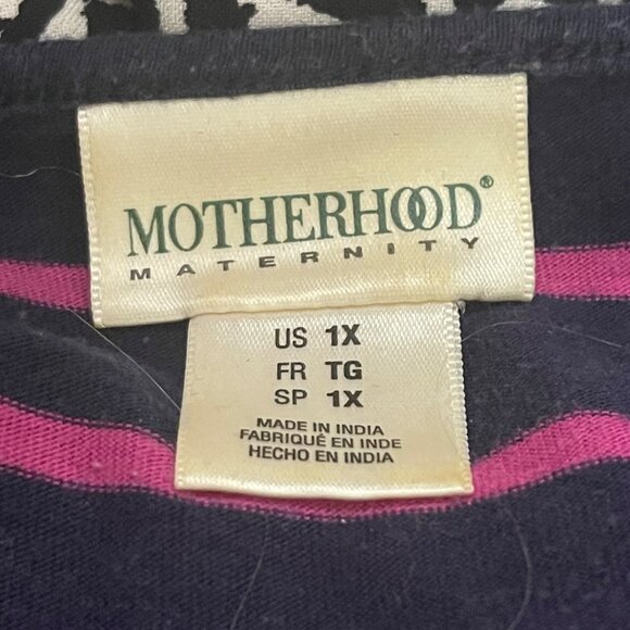 Motherhood Maternity Size 1X Blue Pink Striped Maxi Dress - Picture 5 of 5